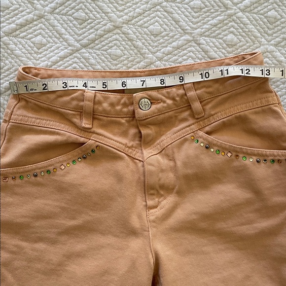 Paloma Wool Brenda Rhinestone Peach Tan Straight Leg Pants / Jeans - Picture 11 of 12